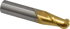 Hertel - 3/8" Diam, 5/8" LOC, 2 Flute Solid Carbide Ball End Mill - TiN Finish, Single End, 2" OAL, 3/8" Shank Diam - Eagle Tool & Supply