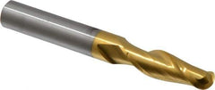 Hertel - 3/8" Diam, 1-1/8" LOC, 2 Flute Solid Carbide Ball End Mill - TiN Finish, Single End, 3" OAL, 3/8" Shank Diam - Eagle Tool & Supply