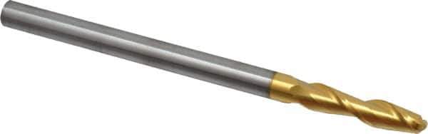 Hertel - 3/8" Diam, 1-1/2" LOC, 2 Flute Solid Carbide Ball End Mill - TiN Finish, Single End, 6" OAL, 3/8" Shank Diam - Eagle Tool & Supply