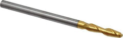 Hertel - 3/8" Diam, 1-1/2" LOC, 2 Flute Solid Carbide Ball End Mill - TiN Finish, Single End, 6" OAL, 3/8" Shank Diam - Eagle Tool & Supply