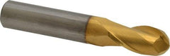 Hertel - 1/2" Diam, 1" LOC, 2 Flute Solid Carbide Ball End Mill - TiN Finish, Single End, 3" OAL, 1/2" Shank Diam - Eagle Tool & Supply