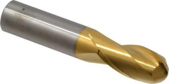 Hertel - 3/4" Diam, 1-1/2" LOC, 2 Flute Solid Carbide Ball End Mill - TiN Finish, Single End, 4" OAL, 3/4" Shank Diam - Eagle Tool & Supply