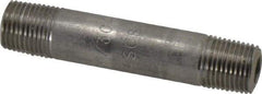 Merit Brass - Schedule 80, 1/8" Pipe x 2" Long, Grade 304/304L Stainless Steel Pipe Nipple - Seamless & Threaded - Eagle Tool & Supply