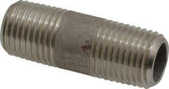 Merit Brass - Schedule 80, 1/4" Pipe x 1-1/2" Long, Grade 304/304L Stainless Steel Pipe Nipple - Seamless & Threaded - Eagle Tool & Supply