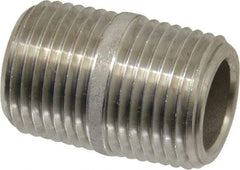 Merit Brass - Schedule 80, 3/8" Pipe x 1" Long, Grade 304/304L Stainless Steel Pipe Nipple - Seamless & Threaded - Eagle Tool & Supply