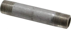 Merit Brass - Schedule 80, 1/2" Pipe x 4" Long, Grade 304/304L Stainless Steel Pipe Nipple - Seamless & Threaded - Eagle Tool & Supply