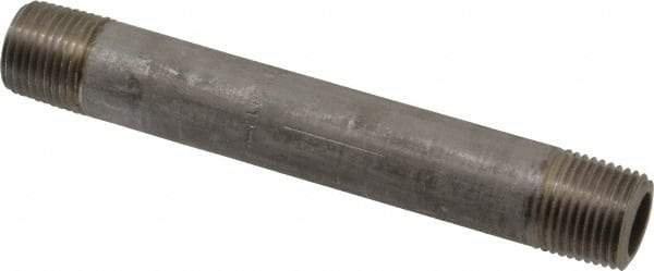 Merit Brass - Schedule 80, 1/2" Pipe x 5-1/2" Long, Grade 304/304L Stainless Steel Pipe Nipple - Seamless & Threaded - Eagle Tool & Supply