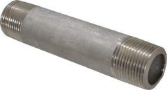 Merit Brass - Schedule 80, 3/4" Pipe x 4-1/2" Long, Grade 304/304L Stainless Steel Pipe Nipple - Seamless & Threaded - Eagle Tool & Supply