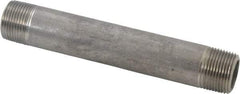 Merit Brass - Schedule 80, 3/4" Pipe x 6" Long, Grade 304/304L Stainless Steel Pipe Nipple - Seamless & Threaded - Eagle Tool & Supply