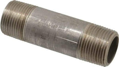 Merit Brass - Schedule 80, 1" Pipe x 4" Long, Grade 304/304L Stainless Steel Pipe Nipple - Seamless & Threaded - Eagle Tool & Supply