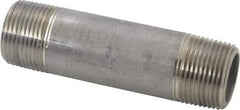 Merit Brass - Schedule 80, 1" Pipe x 4-1/2" Long, Grade 304/304L Stainless Steel Pipe Nipple - Seamless & Threaded - Eagle Tool & Supply