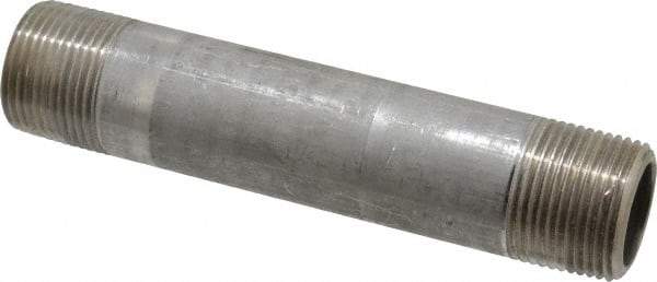 Merit Brass - Schedule 80, 1" Pipe x 6" Long, Grade 304/304L Stainless Steel Pipe Nipple - Seamless & Threaded - Eagle Tool & Supply