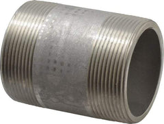 Merit Brass - Schedule 80, 2" Pipe x 3" Long, Grade 304/304L Stainless Steel Pipe Nipple - Seamless & Threaded - Eagle Tool & Supply