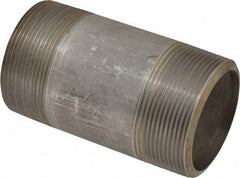 Merit Brass - Schedule 80, 3" Pipe x 6" Long, Grade 304/304L Stainless Steel Pipe Nipple - Seamless & Threaded - Eagle Tool & Supply