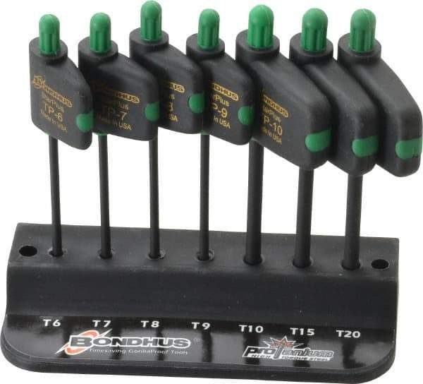 Bondhus - 7 Piece IP6 to IP20 Protanium Flag-Style Torx Plus Key Set - 3-1/2" OAL, 2" Length Under Head, IP6, IP7, IP8, IP9, IP10, IP15, IP20 Torx Size - Eagle Tool & Supply