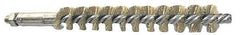 Schaefer Brush - 4" Brush Length, 11/16" Diam, Double Stem, Single Spiral Tube Brush - 6-1/4" Long, Brass, 1/4-28 Male Connection - Eagle Tool & Supply