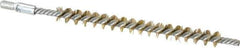 Schaefer Brush - 3" Brush Length, 1/4" Diam, Double Stem, Single Spiral Tube Brush - 4-1/2" Long, Brass, 8-32 Male Connection - Eagle Tool & Supply