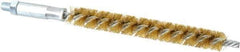 Schaefer Brush - 4" Brush Length, 1/2" Diam, Double Stem, Single Spiral Tube Brush - 6-1/4" Long, Brass, 1/4-28 Male Connection - Eagle Tool & Supply