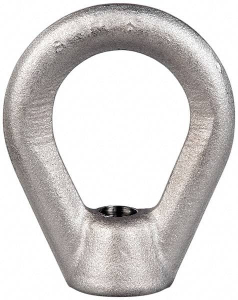 Gibraltar - 2,700 Lb Capacity, 3/8-16 Thread, Stainless Steel Lifting Eye Nut - Grade 304, 2-1/2" High, 1-1/4" Inside & 2" Outside Eye Diam, 7/8" Bell/Base Width - Eagle Tool & Supply