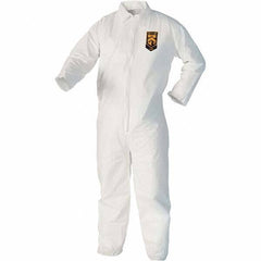KleenGuard - Size M Film Laminate Chemical Resistant Coveralls - White, Zipper Closure, Open Cuffs, Open Ankles - Eagle Tool & Supply