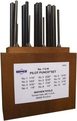 Mayhew - 12 Piece, 1/16 to 1/2", Roll Pin Punch Set - Round Shank, Alloy Steel, Comes in Wood Box - Eagle Tool & Supply