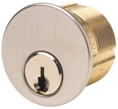 Made in USA - 5 Pins, Yale Keying, Mortise Cylinder - Satin Chrome Coated, Solid Brass - Eagle Tool & Supply