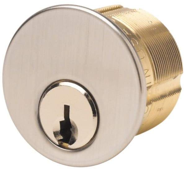 Made in USA - 5 Pins, Russwin D1 Keying, Mortise Cylinder - Satin Chrome Coated, Solid Brass - Eagle Tool & Supply