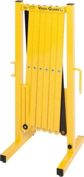 Made in USA - 37" High Folding Barricade - Aluminum & Steel Frame, Safety Yellow/Black - Eagle Tool & Supply