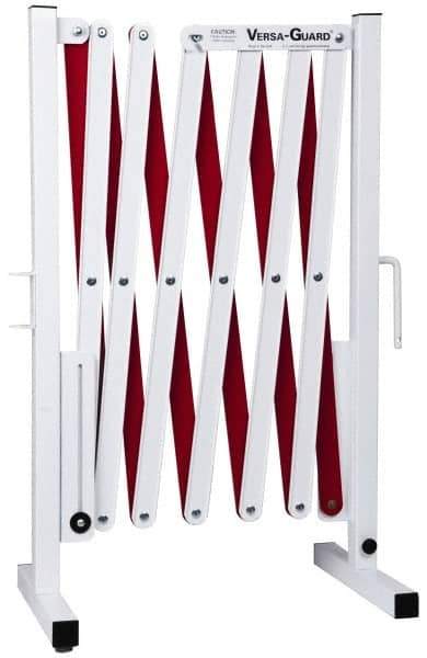 Made in USA - 37" High Folding Barricade - Aluminum & Steel Frame, Red/White - Eagle Tool & Supply