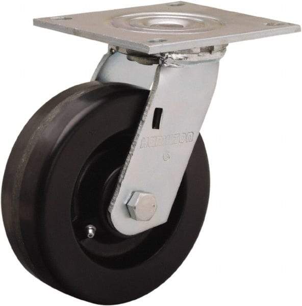 Hamilton - 6" Diam x 2" Wide x 7-1/2" OAH Top Plate Mount Swivel Caster - Phenolic, 900 Lb Capacity, Straight Roller Bearing, 5 x 5-1/2" Plate - Eagle Tool & Supply