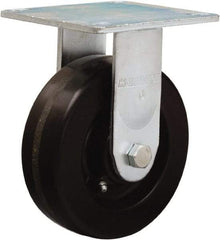 Hamilton - 6" Diam x 2" Wide x 7-1/2" OAH Top Plate Mount Rigid Caster - Phenolic, 900 Lb Capacity, Straight Roller Bearing, 5 x 5-1/2" Plate - Eagle Tool & Supply