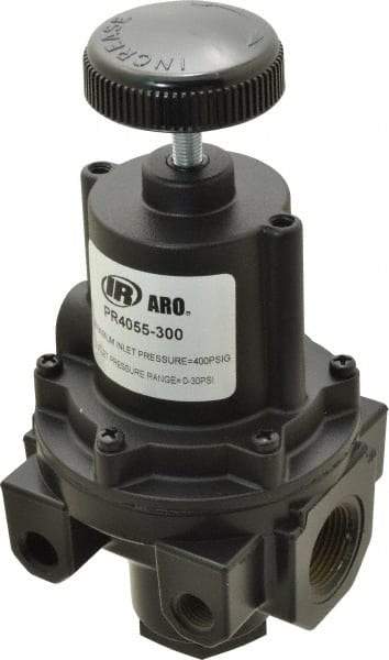 ARO/Ingersoll-Rand - 3/4 NPT Port, 200 CFM, Zinc Diaphragm Operated Regulator - 0 to 30 psi Range, 400 Max psi Supply Pressure, 1/4" Gauge Port Thread, 3.62" Wide x 7.2" High - Eagle Tool & Supply
