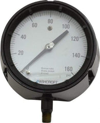 Ashcroft - 4-1/2" Dial, 1/4 Thread, 0-160 Scale Range, Pressure Gauge - Lower Connection, Rear Flange Connection Mount, Accurate to 0.5% of Scale - Eagle Tool & Supply