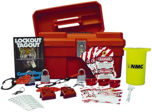 NMC - 40 Piece Electrical Lockout Kit - 3/4 Inch Vertical Shackle Clearance, Comes in Carrying Case - Eagle Tool & Supply