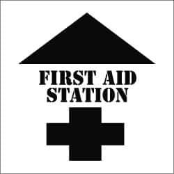 NMC - First Aid Station Stencil - 0.06 Inch Thick, Polyethylene, English - Eagle Tool & Supply