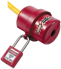 NMC - Plastic Plug Lockout - 2-1/4" Plug Size, 3/4 Max Cord Diam, 3-1/4" Lockout Length, 1 Padlock - Eagle Tool & Supply
