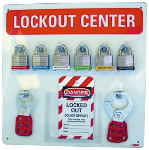 NMC - 1 Piece, Empty Plexiglass Lockout Cabinet - 14 Inch Wide x 14 Inch High, Red and White - Eagle Tool & Supply