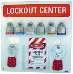 NMC - 1 Piece, Empty Plexiglass Lockout Cabinet - 14 Inch Wide x 14 Inch High, Red and White - Eagle Tool & Supply