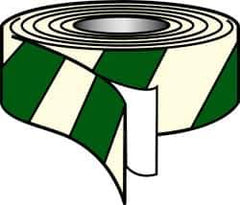 NMC - Glow & Green Striped Vinyl Tape - 2" Wide x 30' Long x 0.002" Thick, General Traffic - Eagle Tool & Supply
