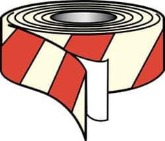 NMC - Glow & Red Striped Vinyl Tape - 2" Wide x 30' Long x 0.002" Thick, General Traffic - Eagle Tool & Supply