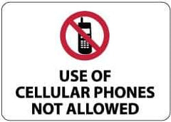 NMC - "Use of Cellular Phones Not Allowed", 14" Long x 20" Wide, Rigid Plastic Safety Sign - Rectangle, 0.05" Thick, Use for Security & Admittance - Eagle Tool & Supply