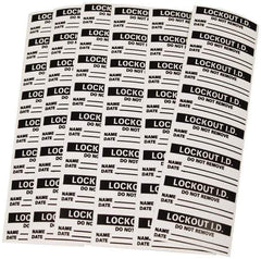 NMC - 1-1/2" High x 5/8" Long, Safety & Facility Lockout Tag - Tag Header: Lock-Out ID, Black & White Vinyl - Eagle Tool & Supply