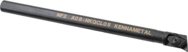 Kennametal - NP.., 17.5° Lead Angle A-NKQC Internal Left Hand Indexable Profiling Toolholder - 1/2" Shank Width, 8" Long, Steel, Through Coolant - Eagle Tool & Supply