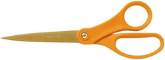 Fiskars - 3-1/2" LOC, 8" OAL TiN Coated Stainless Steel Ergonomic Titanium Shop Shear - Ambidextrous, Straight Handle, For Shop Use - Eagle Tool & Supply