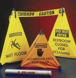 NMC - Warning - People Working, 18" High, Plastic Floor Sign - POP-UP, Orange, For Accident Prevention - Eagle Tool & Supply