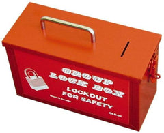 NMC - 4-1/4" Deep x 10-1/4" Wide x 6" High, Portable Group Lockout Box - Red, 1 Padlock - Eagle Tool & Supply