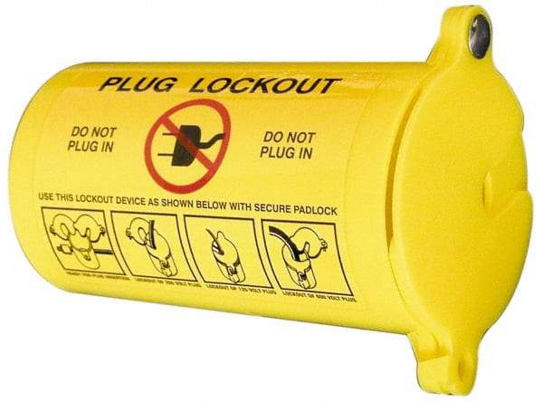 NMC - Plastic Plug Lockout - 3" Plug Size, 1-1/4 Max Cord Diam, 5-1/2" Lockout Length, 1 Padlock - Eagle Tool & Supply