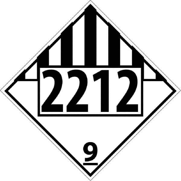 NMC - DOT - Shipping & Vehicle - 2212, 10-3/4" Wide x 10-3/4" High, Rigid Plastic Placard - Black on White, UV Resistant, Chemical Resistant, Graffiti Proof - Eagle Tool & Supply