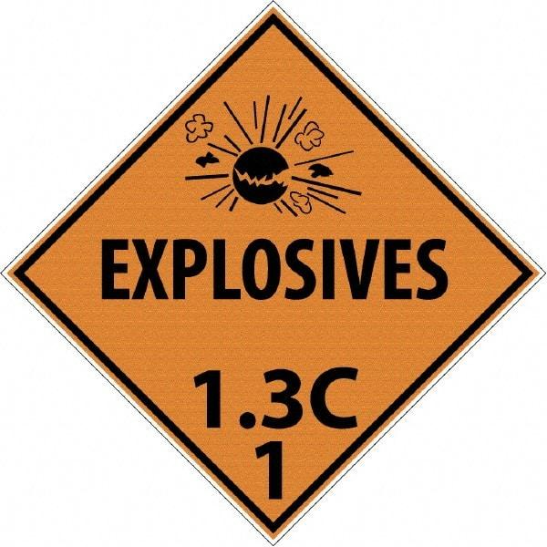 NMC - 10-3/4" Wide x 10-3/4" High, Rigid Plastic Placard - Black on Orange, UV Resistant, Chemical Resistant, Graffiti Proof - Eagle Tool & Supply