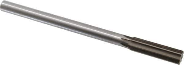 Interstate - 0.67" High Speed Steel 6 Flute Chucking Reamer - Straight Flute, 9/16" Straight Shank, 2-1/4" Flute Length, 9" OAL - Eagle Tool & Supply